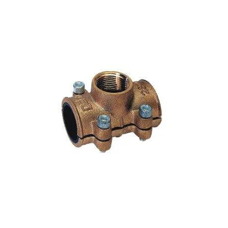 Brass branch clamp with 15x21 (1/2") female thread for 22 mm copper pipe