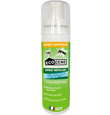 Spray répulsif anti-moustiques, dont tigres, zones tempérées 100 ml déstockage